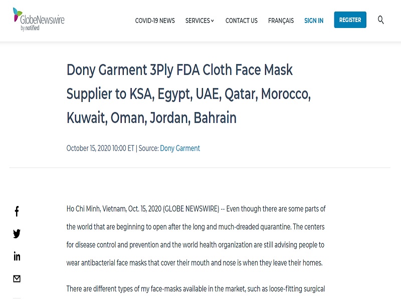 Dony Garment 3Ply FDA Cloth Face Mask Supplier to KSA, Egypt, UAE, Qatar, Morocco, Kuwait, Oman, Jordan, Bahrain - Dony Garment 3Ply FDA Cloth Face Mask Supplier to KSA, Egypt, UAE, Qatar, Morocco, Kuwait, Oman, Jordan, Bahrain Dony Garment 3Ply FDA Cloth Face Mask Supplier to KSA, Egypt, UAE, Qatar, Morocco, Kuwait, Oman, Jordan, Bahrain
