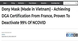 Dony Mask (Made in Vietnam) - Achieving DGA Certification From France, Proven To Deactivate 99% Of NCOVID