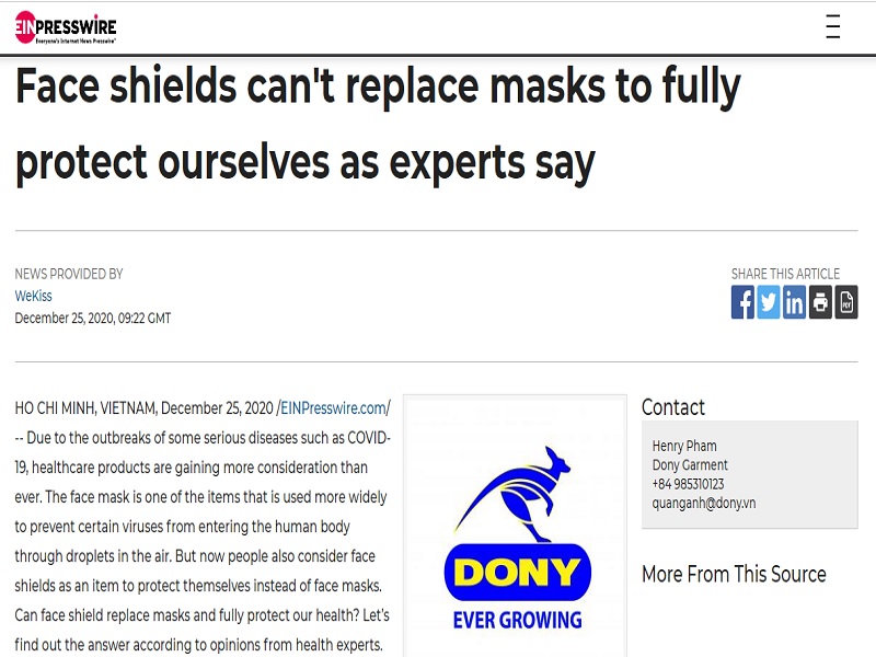 - Face shields can't replace masks to fully protect ourselves as experts say
