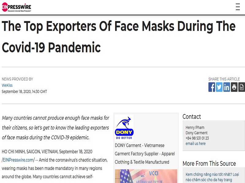 The Top Exporters Of Face Masks During The Covid-19 Pandemic