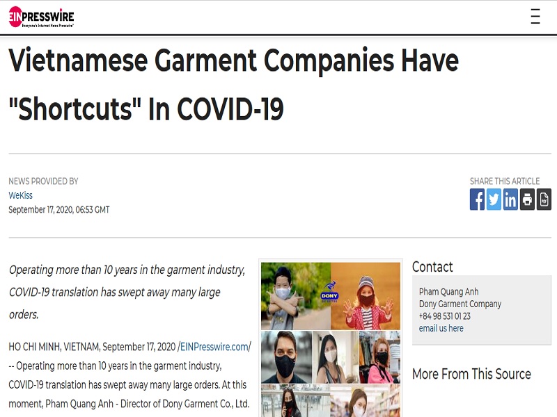 Vietnamese Garment Companies Have "Shortcuts" In COVID-19