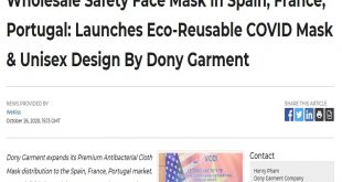Wholesale Safety Face Mask in Spain, France, Portugal: Launches Eco-Reusable COVID Mask & Unisex Design By Dony Garment