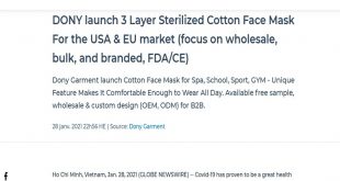 DONY launch 3 Layer Sterilized Cotton Face Mask For the USA & EU market (focus on wholesale, bulk, and branded, FDA/CE)