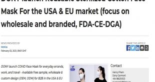 DONY launch Reusable Sterilized Cotton Face Mask For the USA & EU market