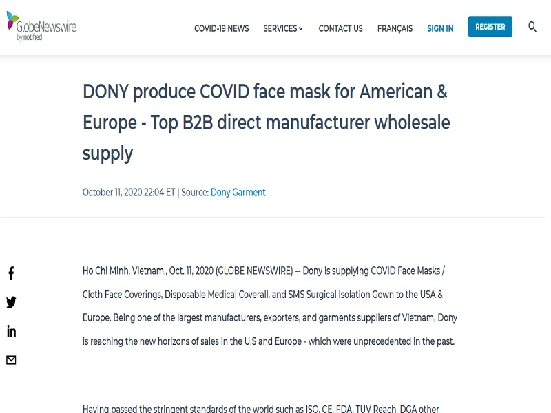 DONY produce COVID face mask for American & Europe - Top B2B direct manufacturer wholesale supply