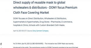 Direct supply of reusable mask to global wholesalers & distributors - DONY focus Premium Cloth Face Covering Market