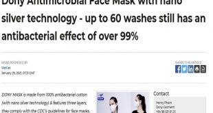Dony Antimicrobial Face Mask with nano silver technology - up to 60 washes still has an antibacterial effect of over 99%