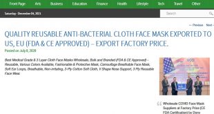 Quality Reusable Anti-Bacterial Cloth Face Mask exported to US, EU (FDA & CE Approved) – Export Factory Price