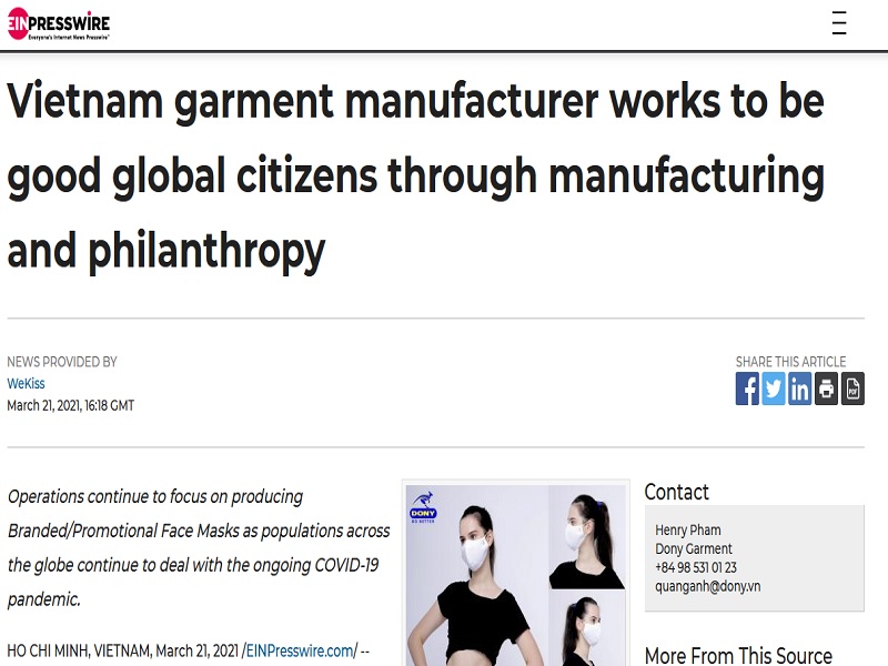 Vietnam garment manufacturer works to be good global citizens through manufacturing and philanthropy
