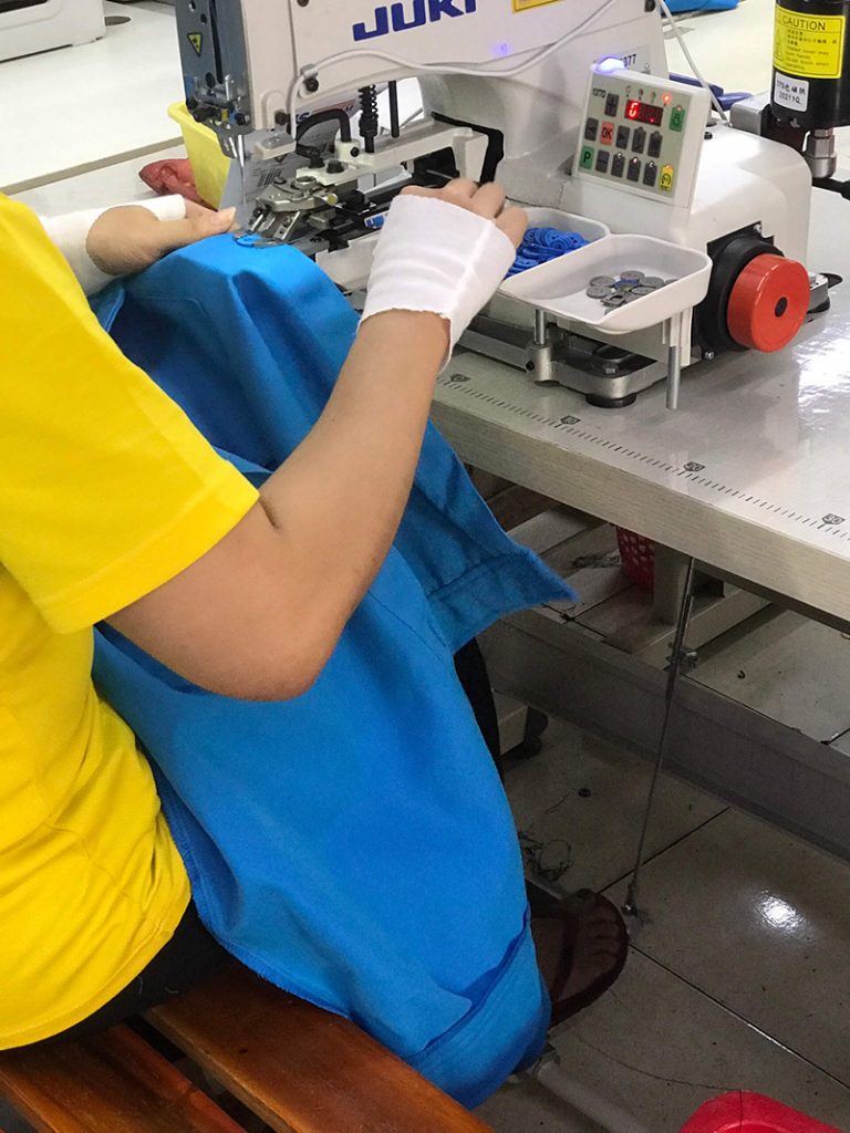 - DONY in the production process of MIDEA brand protective uniform in January