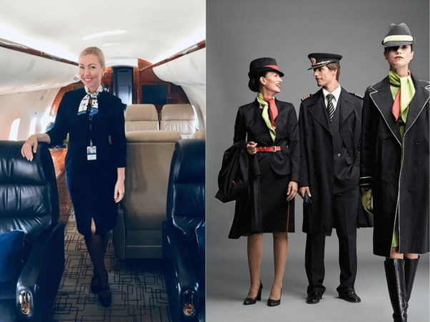 Airline uniforms with functional accessories make the job of flight attendants easier 