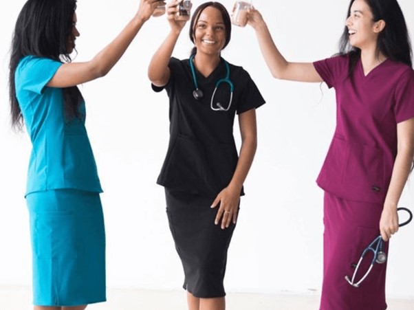 Dress Scrubs create a feminine and professional look for nurses