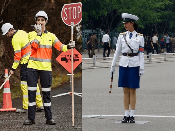 Each country's traffic control uniform is different. 