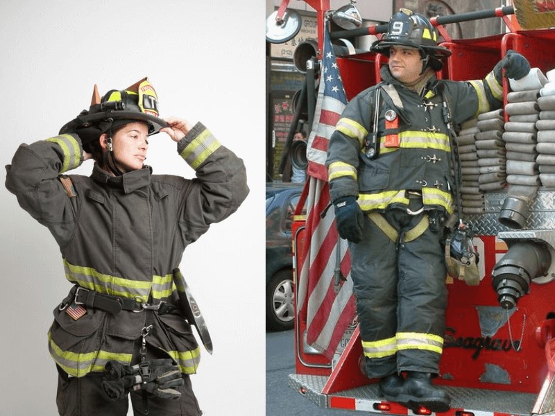 Firefighter uniforms are available in gender-specific designs.