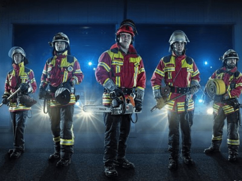 Firefighter uniforms can include team colors, logos, and other personalization options