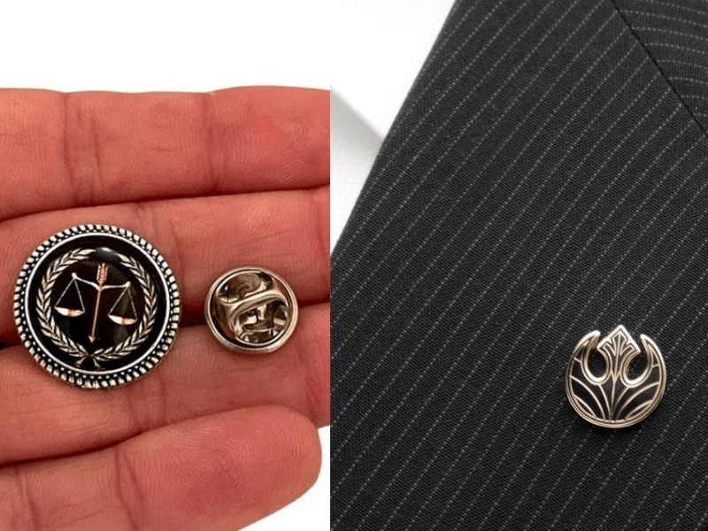 Law uniform with cufflinks, watches and lapel pins