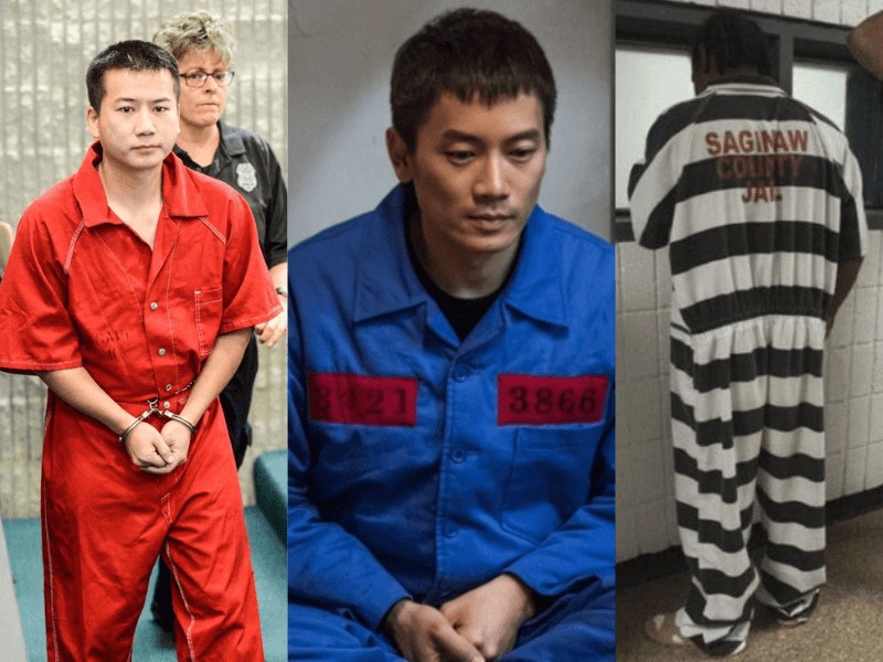 The most common color for prison uniforms is orange or  blue, green, and black