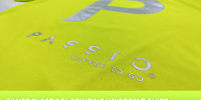 - Silver Plastisol Uniform T-shirts For An Italian Style Coffee Chain